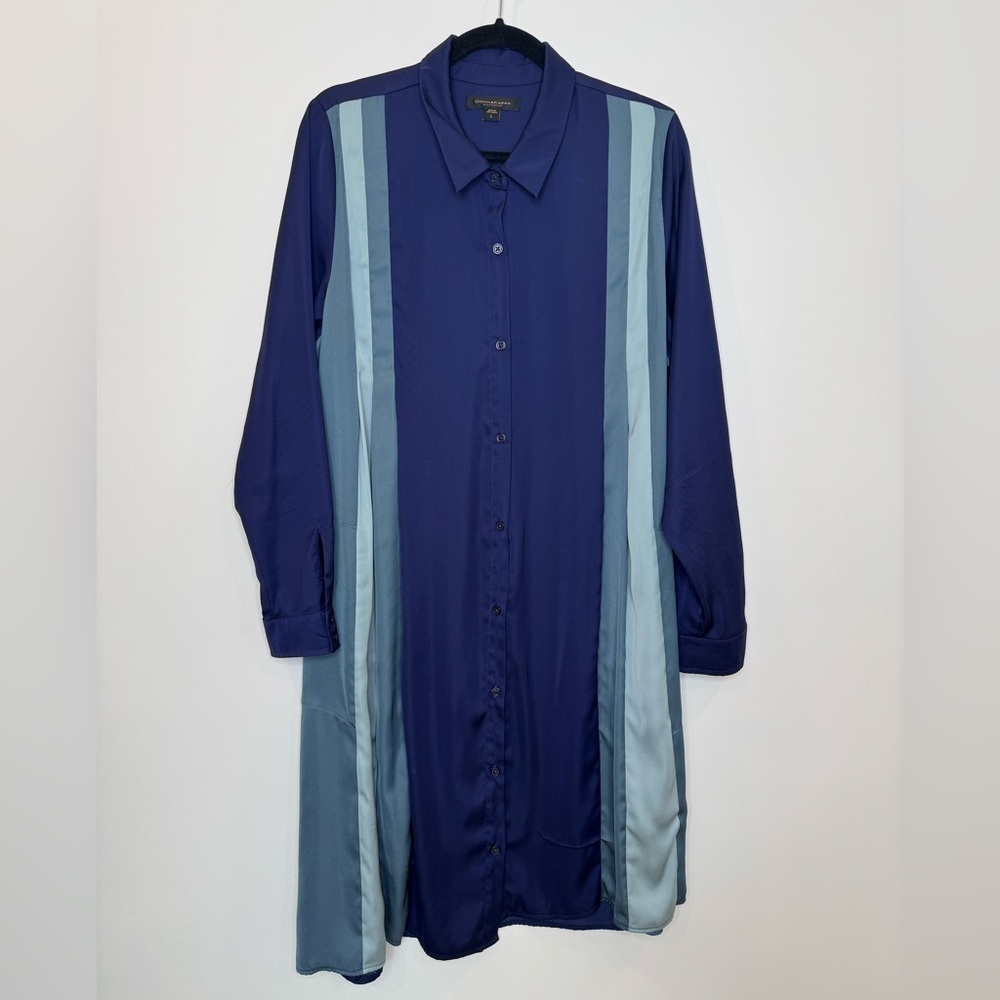 Vintage Donna Karan satin stripes colorblock buttons down shirt size large